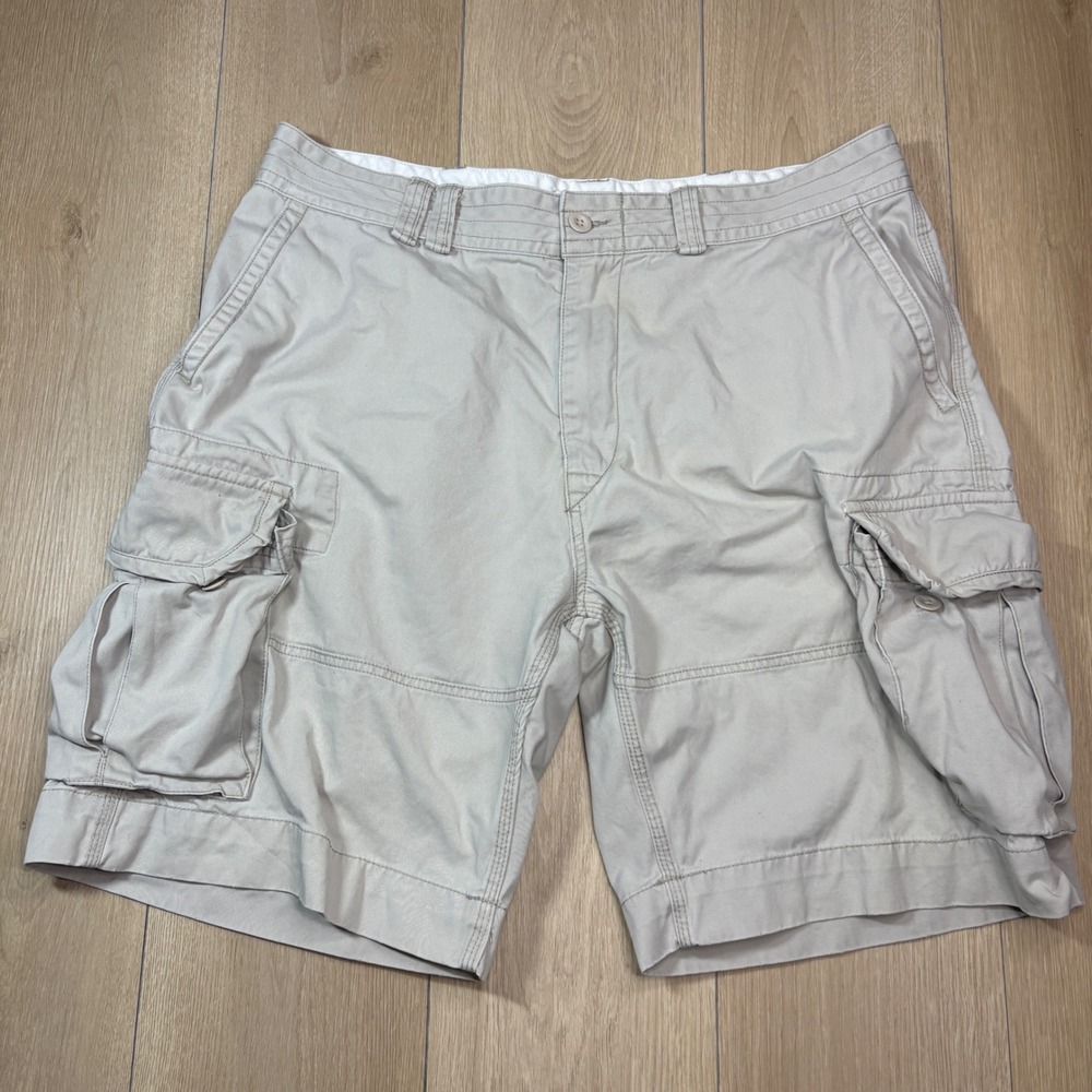 Polo Ralph Lauren Y2K Mens Cargo Shorts Tan Khaki Cotton Classic Chino 38 Baggy